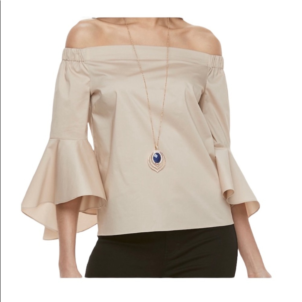 JENNIFER LOPEZ - Poplin Off the Shoulder Top Size Small
